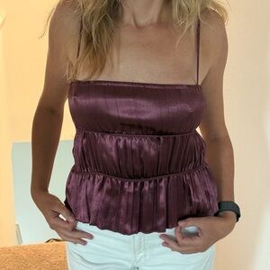 Free People Red Smocked Camisole Top